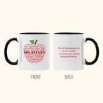 Personalised Apple Pattern Ceramic Mug with Name and Text Teacher Appreciation Christmas Gift for Teacher
