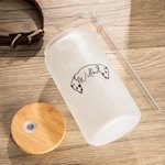 Personalised Dog Ears Glass Cup with Bamboo Lid and Straw Christmas Birthday Gift for Dog Mom or Dad Pet Lover