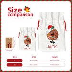 Personalised Biscuit Boy Girl Gift Bag with Name Canvas Drawstring Bag Christmas Gift Wrap with Hanging Tag Holiday Party Gift for Family Biscuit Love