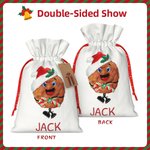 Personalised Biscuit Boy Girl Gift Bag with Name Canvas Drawstring Bag Christmas Gift Wrap with Hanging Tag Holiday Party Gift for Family Biscuit Love