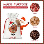 Personalised Biscuit Boy Girl Gift Bag with Name Canvas Drawstring Bag Christmas Gift Wrap with Hanging Tag Holiday Party Gift for Family Biscuit Love