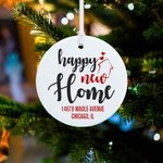 Henkilökohtainen Happy New Home Keraaminen joulukoriste Kaksipuolinen joulu ripustettu koristelu Housewarming lahja ystäville perheelle