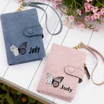 Gepersonaliseerde Tri-Fold Butterfly Geboortebloem Leren Portemonnee met Munthouder Verjaardag Kerstcadeau voor Vrouw