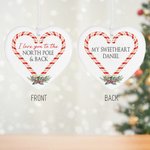 Henkilökohtainen Love You to the North Pole & Back Heart Ornament Keraaminen Candy Cane joulukuusi ripustettu riipus joululahja pariskunnalle perheell