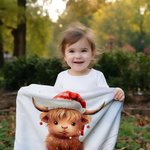 Personalisierte Baby Hochlandkuh mit Weihnachtsmütze Flanelldecke Weihnachten Geburtstag Geschenk für Hochlandkuh-Liebhaber