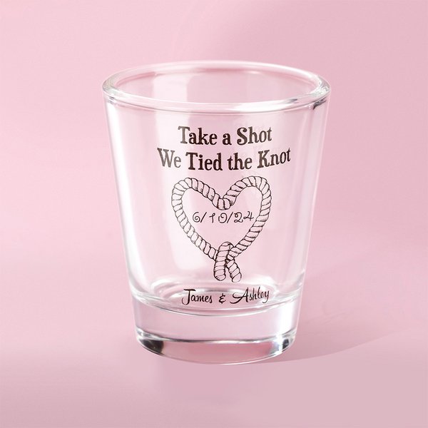 Personalized Take A Shot We Tied the Knot Shot Glasses with Date And Names Set of 2 Wedding Bridal Shower Favor Gift for Guests