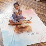 Personalisierte Baby Hochlandkuh mit Weihnachtsmütze Flanelldecke Weihnachten Geburtstag Geschenk für Hochlandkuh-Liebhaber