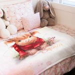 Personalisierte Baby Hochlandkuh mit Weihnachtsmütze Flanelldecke Weihnachten Geburtstag Geschenk für Hochlandkuh-Liebhaber