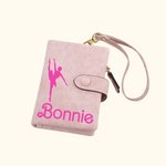 Personalised Tri-Fold Pink Ballet Girl Leather Wallet with Coin Holder Birthday Christmas Gift for Woman
