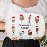 Personalised Ceramic Grandma's Biscuit Plate with Kids Grandkids Names Christmas Birthday Gift for Mom Grandma Baking Lovers