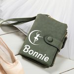 Personalised Tri-Fold Pink Ballet Girl Leather Wallet with Coin Holder Birthday Christmas Gift for Woman