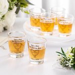 Personalised Take A Shot We Tied the Knot Shot Glasses with Date And Names Set of 2 Wedding Bridal Shower Favor Gift for Guests