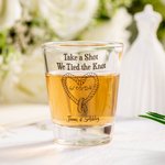 Personalised Take A Shot We Tied the Knot Shot Glasses with Date And Names Set of 2 Wedding Bridal Shower Favor Gift for Guests
