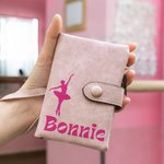 Personalised Tri-Fold Pink Ballet Girl Leather Wallet with Coin Holder Birthday Christmas Gift for Woman