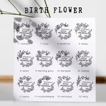 Tampon à Gaufrer Personnalisé avec Fleur de Naissance et Texte Cadeau d'Anniversaire pour Amoureux des Livres de la Bibliothèque