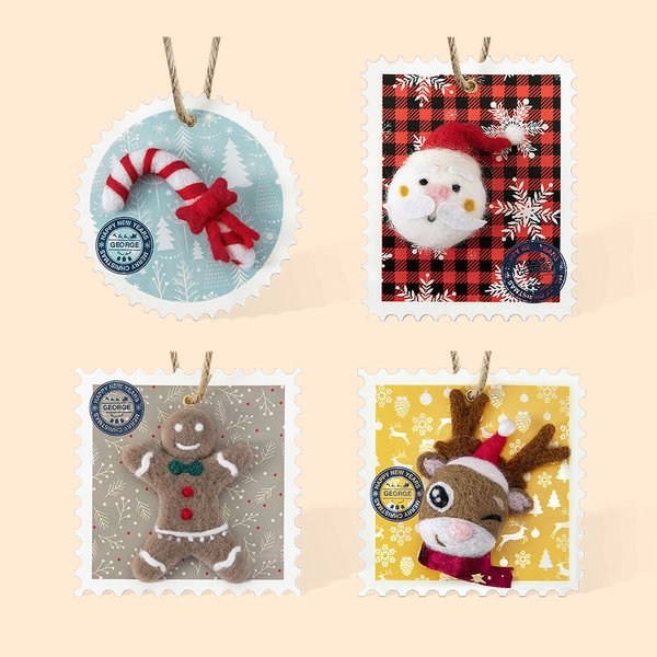 Personalizada Navidad Año Nuevo Sello Colgantes Fieltro Poke Divertido Ornamento con Nombre Matasellos Fiesta de Navidad Árbol de Navidad Decoración R