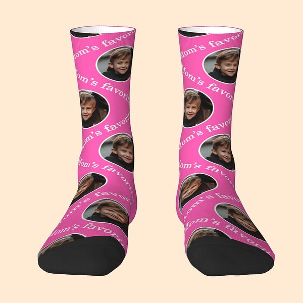 Personalized Colorful Kid Face Photo Adult Crew Socks Knee High Socks Soft Comfort Breathable Socks Christmas Gift for Dad Mom