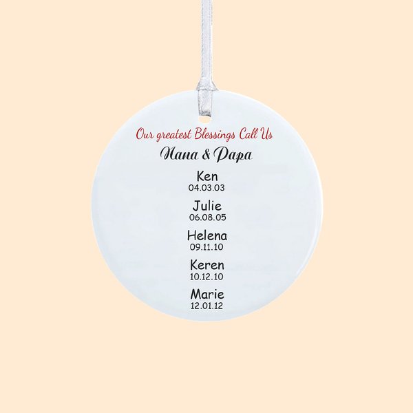 Ornamento natalizio in ceramica personalizzato con foto dei miei nipoti Regalo di Natale per i nonni e la famiglia