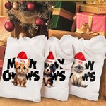 Gepersonaliseerde Meowy Christmas Tote Bag Handtas Hond Kat in Kerstmuts Winkeltas met Naam Tekst Kerstmis Verjaardagscadeau voor Vriend Familie Huisd
