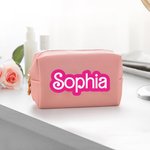 Personalizado Retro Dolly Fuente Bolsa de maquillaje Bolsa de cosméticos de viaje con nombre Cumpleaños Boda Dama de honor Despedida de soltera Regalo