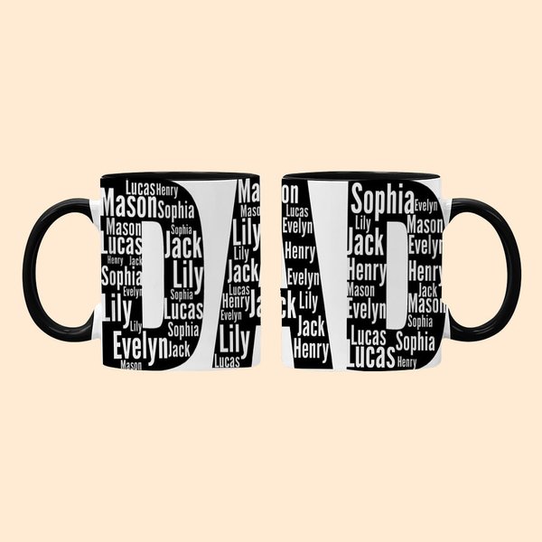 Tazza personalizzata papà papà con nomi 11 oz 15 oz nero bianco tazza di caffè in ceramica compleanno festa del papà regalo per papà padre