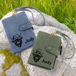 Portafoglio personalizzato multicolore in pelle di vacca scozzese delle Highlands con nome e portacarte Regalo di Natale di compleanno per donna