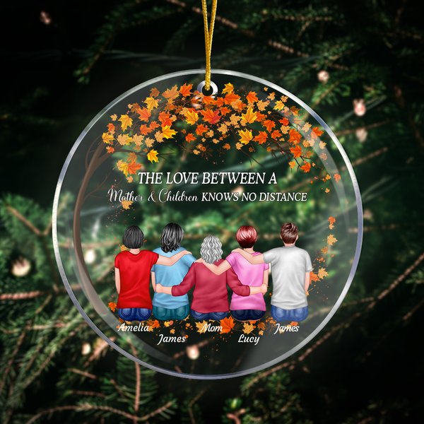 Personalized The Love Between A Mother And Children Knows No Distance Acrylic Ornament with Maple Tree Christmas Gift for Mother Family
