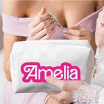 Personalizado Retro Dolly Fuente Bolsa de maquillaje Bolsa de cosméticos de viaje con nombre Cumpleaños Boda Dama de honor Despedida de soltera Regalo