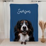 Personalised Pet Photo Name Soft Blanket Birthday Christmas Gift for Dog Puppy Cat