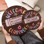 Gepersonaliseerd 3D Houten Klaslokaal Welkom Deurbord Potlood Ontwerp Hangende Plaquette Kerst Leraar Waardering Gift voor Leraren
