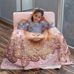 Coperta in pile personalizzata con cappello rosa di Babbo Natale e pan di zenzero per i fan delle mucche delle Highlands