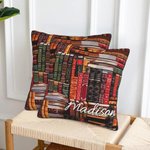 Personligt bibliotek bok retro design kasta kuddfodral med namn julklapp tillbaka till skolan gåva för bokälskare