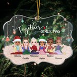 Personalizzato We Are Together Since A Year Bestie Best Friend Gathering Forma irregolare Ornamento in acrilico Regalo di Natale per la Bestie