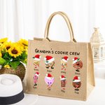 Personalized Grandma's Mom's Christmas Cookie Tote Bag with Kids Grandkids Names Christmas Birthday Gift for Mom Grandma