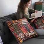 Personligt bibliotek bok retro design kasta kuddfodral med namn julklapp tillbaka till skolan gåva för bokälskare