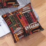 Personligt bibliotek bok retro design kasta kuddfodral med namn julklapp tillbaka till skolan gåva för bokälskare