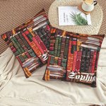 Personligt bibliotek bok retro design kasta kuddfodral med namn julklapp tillbaka till skolan gåva för bokälskare