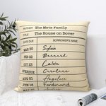 Personalised Librarian Date Due Card Nostalgia Throw Pillow Cover Christmas Birthday Gift for Book Lover Reader