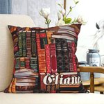 Personligt bibliotek bok retro design kasta kuddfodral med namn julklapp tillbaka till skolan gåva för bokälskare
