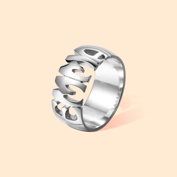 Personalized Sterling Silver Name Ring Minimalist Jewelry Wedding Anniversary Mother's Day Gift for Her
