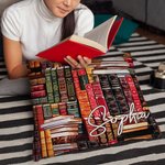 Personligt bibliotek bok retro design kasta kuddfodral med namn julklapp tillbaka till skolan gåva för bokälskare