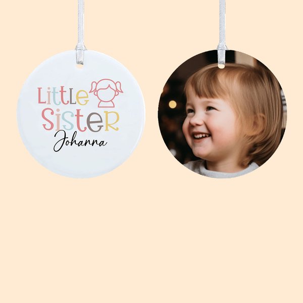 Gepersonaliseerde Grote Kleine Baby Broer & Zus Keramische Kerst Ornament Kerst opknoping Decoratie Gift voor kinderen broers zussen