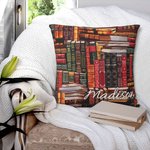 Personligt bibliotek bok retro design kasta kuddfodral med namn julklapp tillbaka till skolan gåva för bokälskare