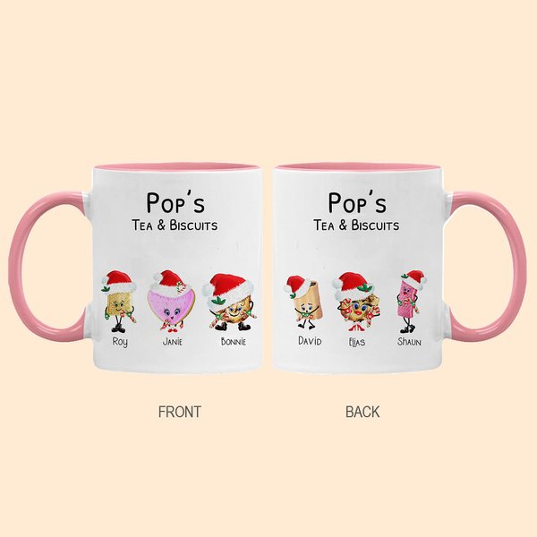 Gepersonaliseerde Grootouders Kerst Koekjesfiguren 11oz Keramische Mok met Kleinkinderen Namen Kerst Verjaardagscadeau voor Grootouder