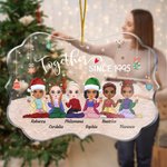 Personalizzato We Are Together Since A Year Bestie Best Friend Gathering Forma irregolare Ornamento in acrilico Regalo di Natale per la Bestie