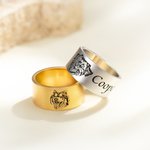 Personalisierte Haustier Foto Ring mit eingraviertem Text Haustier Verlust Schmuck Sympathie Jahrestag Geburtstag Geschenk für Tierliebhaber