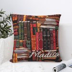 Personligt bibliotek bok retro design kasta kuddfodral med namn julklapp tillbaka till skolan gåva för bokälskare