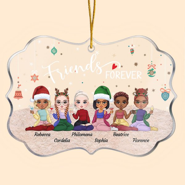 Ornamento acrílico personalizado Friends Forever Christmas Bestie Party Irregular Shape Birthday Christmas Gift for Bestie