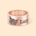 Personalisierte Haustier Foto Ring mit eingraviertem Text Haustier Verlust Schmuck Sympathie Jahrestag Geburtstag Geschenk für Tierliebhaber