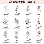Personalizada Tri-Fold Zodiaco Nacimiento Flor Cartera de cuero Cumpleaños Día de la Madre de regalo para las mujeres